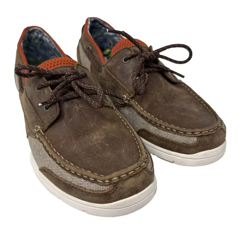 Tommy Bahama On Par Spectator Boat Deck Shoe Mens Sz 12 Brown Leather Tropical